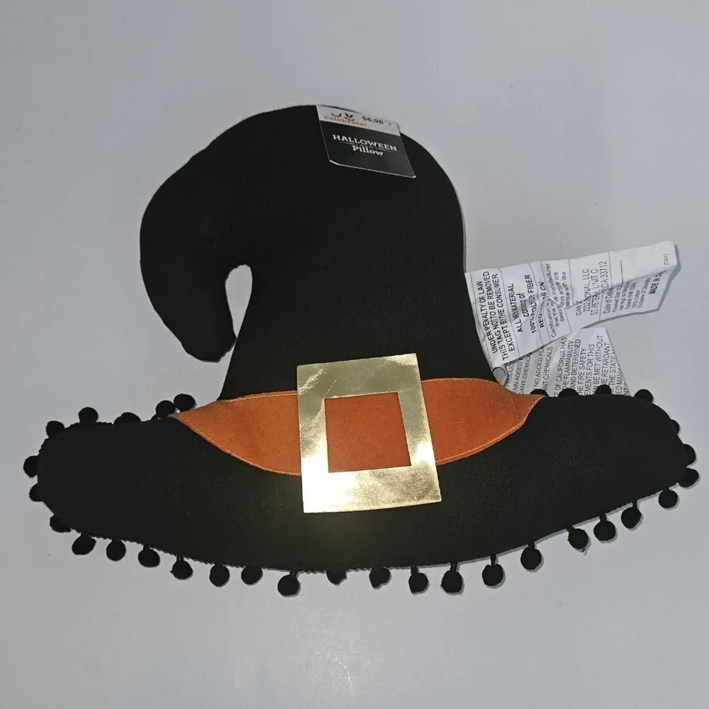 2 Witch Hats Halloween Decorative Pillow Plush Throw Party Decor NEVER USED